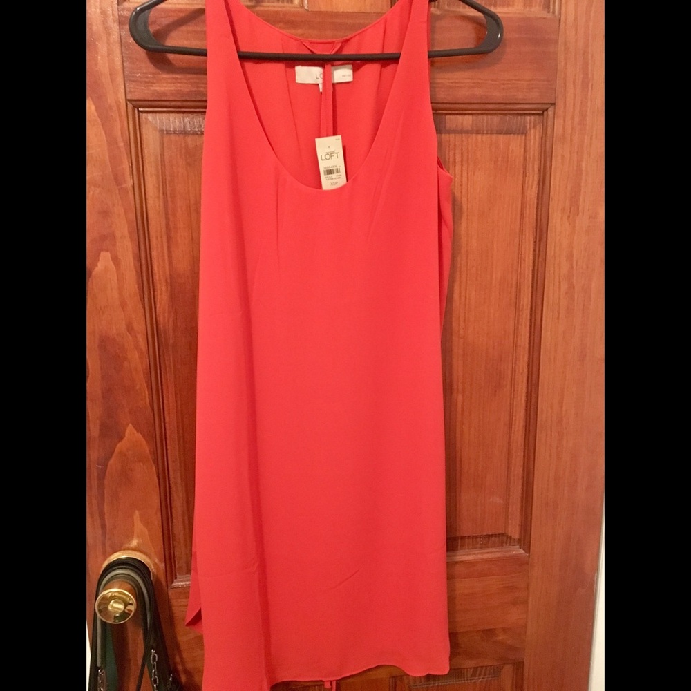 LOFT Coral Red Sleeveless Midi Dress